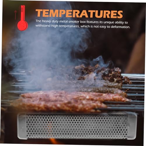 Toddmomy Caja Ahumadora De Acero Inoxidable Para Parrillas De 10 Pulgadas, Orificios Uniformes Para Virutas De Madera, Accesorio Portátil Para Barbacoa, Adecuado Para Ahumar Carne y Verduras - imagen 6
