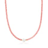 8&period;5-9mm Cultured Pearl and 4mm Pink Coral Bead Necklace With 18kt Gold Over Sterling