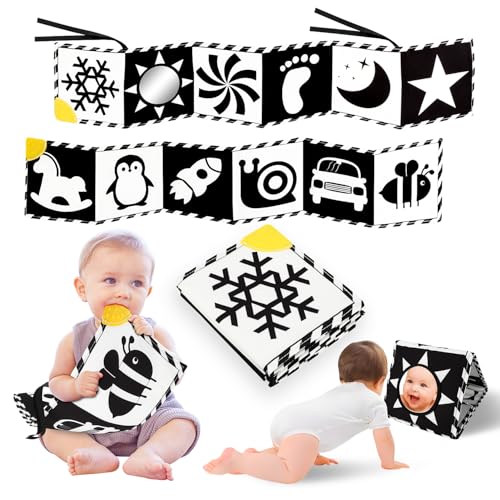 Image of Baobrava High Contrast Baby Toys, Black and White Newborn Toys for Brain Development, Soft Baby Books, Infant Sensory 0-6-12 Months, Tummy Time Toy, Visual Stimulation Montessori Gift