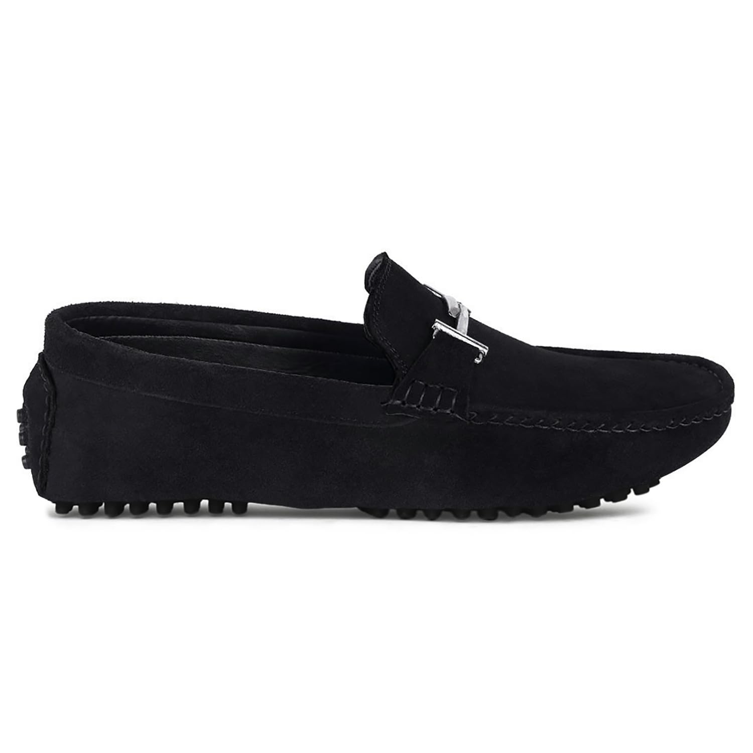 LOUIS STITCH Mens Obsidian Black Italian Leather Suede Loafer Moccasins with Antique Buckle Casual Loafers for Men (ITJB) (Size- 6 UK) (B0C94FN141) Amazon Price History, Amazon Price Tracker