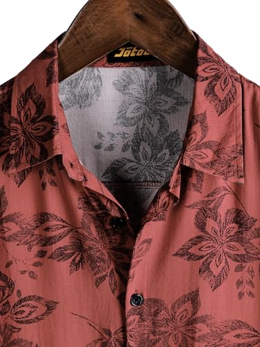 Image of JOTOOK Mens Hawaiian Shirt Short Sleeve Button Down Tropical Shirts Casual Floral Summer Beach Shirt