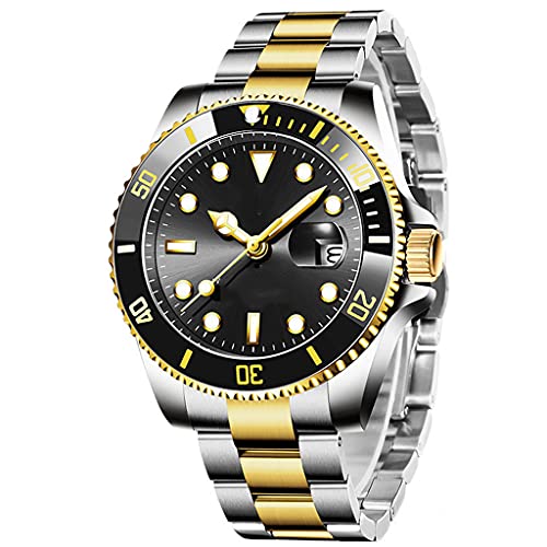 DSJMUY Herren Automatik Mechanische Uhr Chronograph Edelstahl Datum Analog Quarz Uhr Business Casual Mode Herrenuhr Wasserdicht Leuchtende Saphir-Kristall