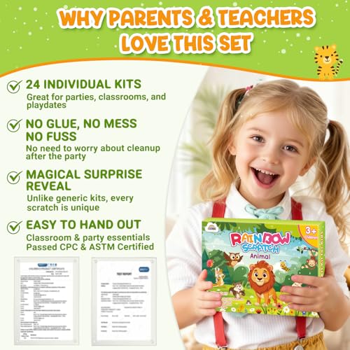 Image of ZMLM 24 Pack Rainbow Art Scratch Notebooks for Kids Birthday Party Favors