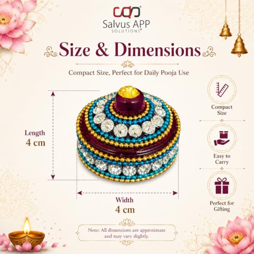 Image of Salvus APP SOLUTIONS Decorative Multicolor Plastic Round Kumkum /Sindoor Box (4 cm)