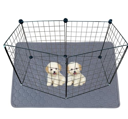 Image of Washable Puppy Dog Pee Pad, 2PCS Waterproof Reusable Mats with Super Absorbent, and Non-Slip, Pet Whelping Pads Training Pad for Crate, Kennel, Playpen (Grey, 24x18inch(2 Pack))