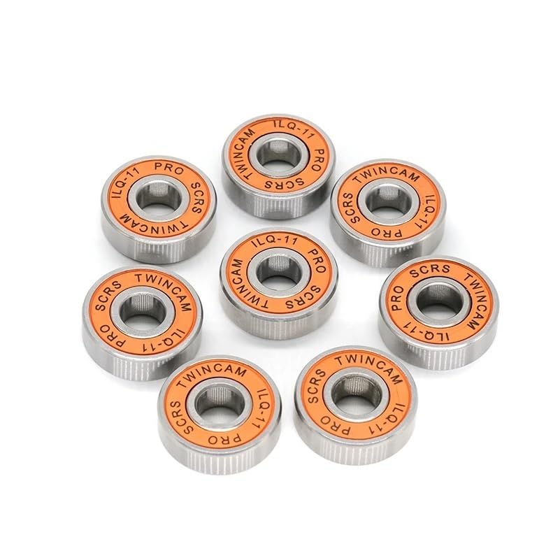 8 rodamientos sellados naranjas 608RS ILQ-11 de 8 x 22 x 7 mm, ABEC-9, de acero duradero y de baja fricción, for ruedas de patines en línea y monopatines.