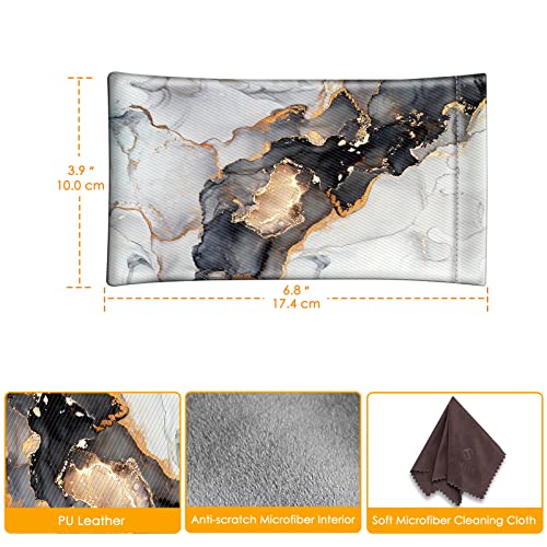 Image of FINTIE Soft Eyeglasses Case with Cleaning Cloth, Portable Squeeze Top Vegan Leather Glasses Pouch, Sunglasses Eyewear Bag
