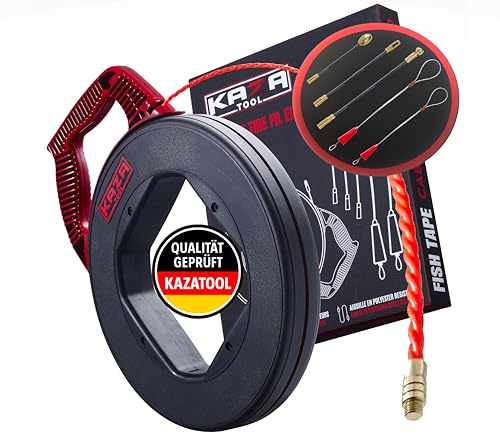 KAZATOOL Kabeleinziehhilfe - Retractable Spiral - Cable Retraction Aid Shatterproof for Pulling - Pull Wire, Cable Puller for Cables and Electrical-Polyester Pull Wire with 5 Adapters-Einziehspirale