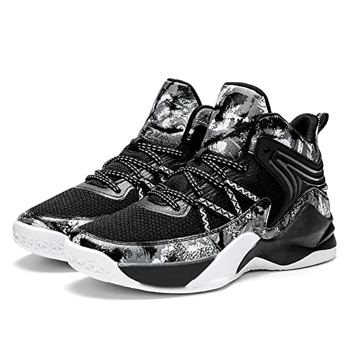 Welrung Unisex's High Top Lightweight Fly-Weaving Running Jogging Sneakers Sports Tennis Basketball Shoes Black 5.5/4.5 Us #TOP4