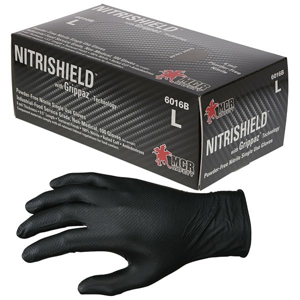 ForPro Disposable Nitrile Gloves 4 Mil, Black, Medium, 100-Count