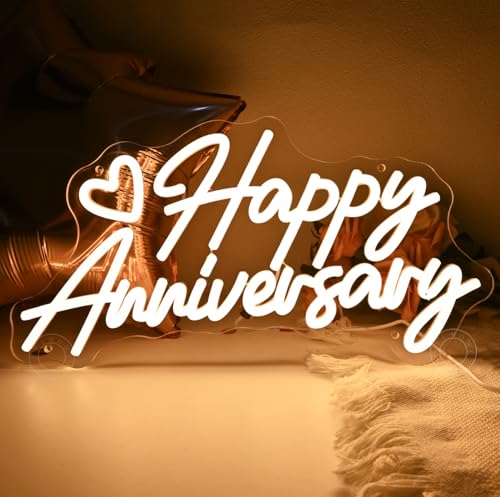SYLHOME Happy Anniversary Led Neon Light Sign Celebrate Backdrop Wall Decor by SYLHOME - Used condition - Image 5