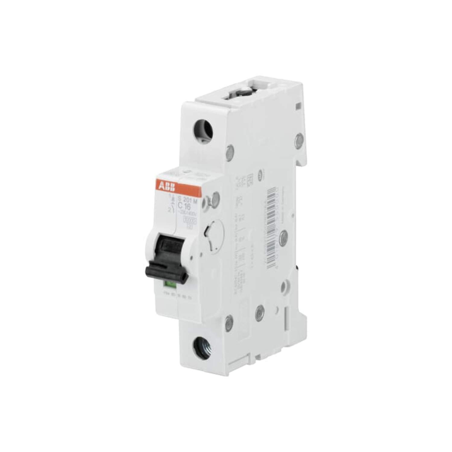 ABB S201M-C1 Miniature Circuit Breaker, 1 Pole, Type C, 10/15kA Breaking Capacity, 1 Amp Current (2CDS271001R0014)