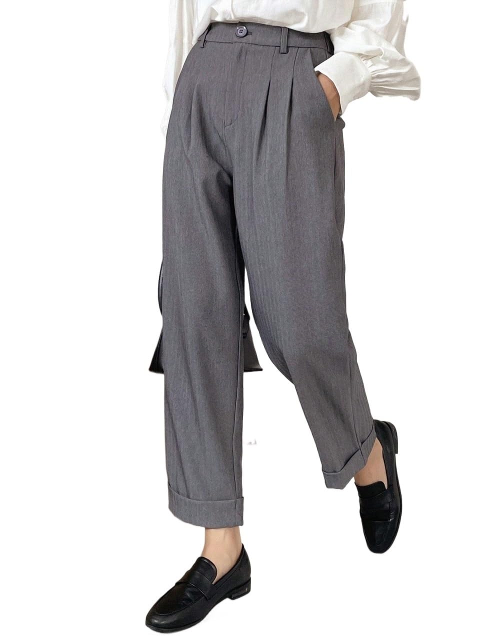 Womens Fall Casual Business Solid Color Leg Pants Trousers
