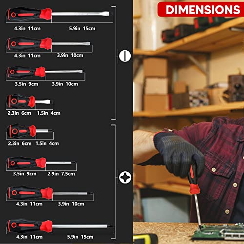 Image of YY 8-Piece Assorted Screwdriver Set (PH #1 X 3 inch, PH #2 X 4 inch, 3 /16 inch X 4 inch, 1 /4 inch X 4 inch, 5 /16 inch X 6 inch)