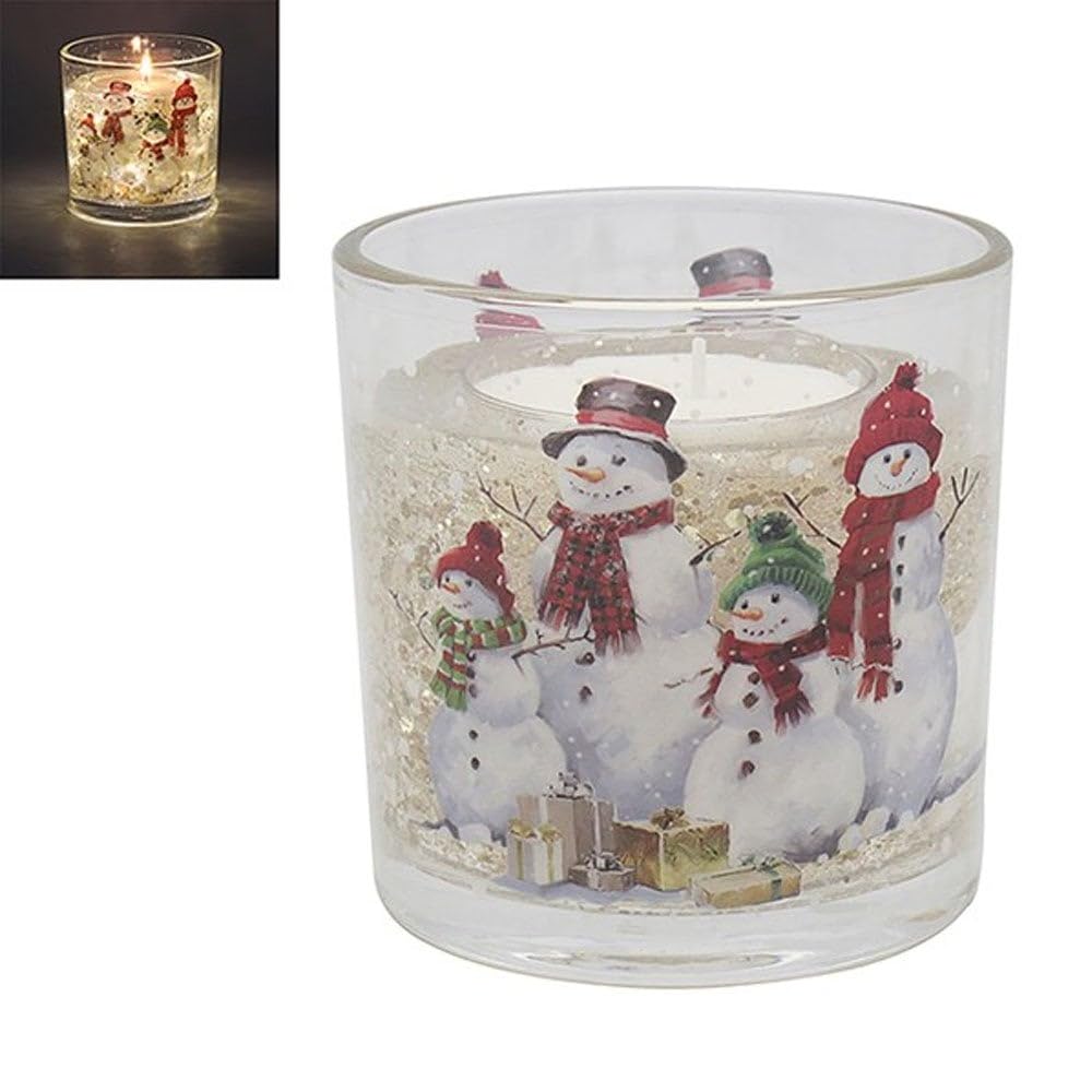 Lesser & Pavey White, Yellow/Orange Snowmen Led Gel Candle