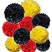 10PCS 10inch Red Yellow Black Party Decorations Tissue Paper Flower Pom Poms for Mickey Mouse Birthday Party Supplies/Baby Shower Decor Wedding Decor