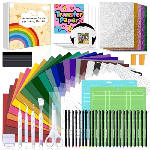 The Ultimate Accessories and Supplies Bundle for Maker and All Explore Air - The Starter Kit with Deluxe gift packaging Weeding Tools Glitter Vinyl Permanent Vinyl Transfer Paper for Crafting Projects