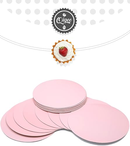 Miniatura 2 de qiqee Tableros redondos para tartas de 12 pulgadas, paquete de 40 unidades, base redonda, de cartón de grado alimenticio (más delgado pero más
