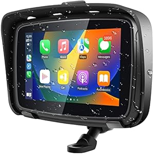 Professional Wireless Apple Carplay/Wireless Android Auto Touchscreen for Motorcycle, 5 Inch Portable Motorcycle GPS Navigation System Via Car Play/Android Auto, IPX7 Waterproof, 5G Dual Bluetooth