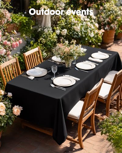 Image of Pureegg Polyester Tablecloth 54 inch x 54 inch Reusable & Washable 1 Pack Black | Durable, SquareTable Cloth , for Outdoor Party, Picnic, Wedding, Banquet, Birthday
