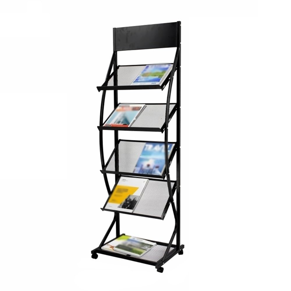 Jianjunchaling Black Newspaper Storage Rack Office Furniture Newspaper Vertical Floor Newspaper Brochure Storage Racks For Office, Trade Show, Exhibitions(Black)
