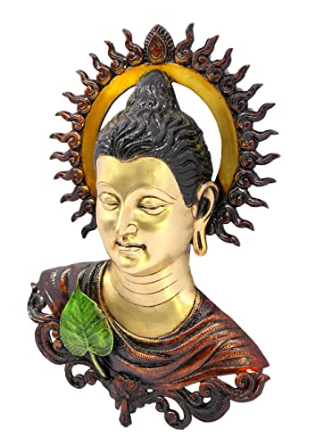Image of ESPLANADE Brass Buddha Face Antique Wall Hanging | Wall Mount Buddha Face Idol Figurine | Home Room Decor | Multicolor - 15.5 inch Inches (Big Size)