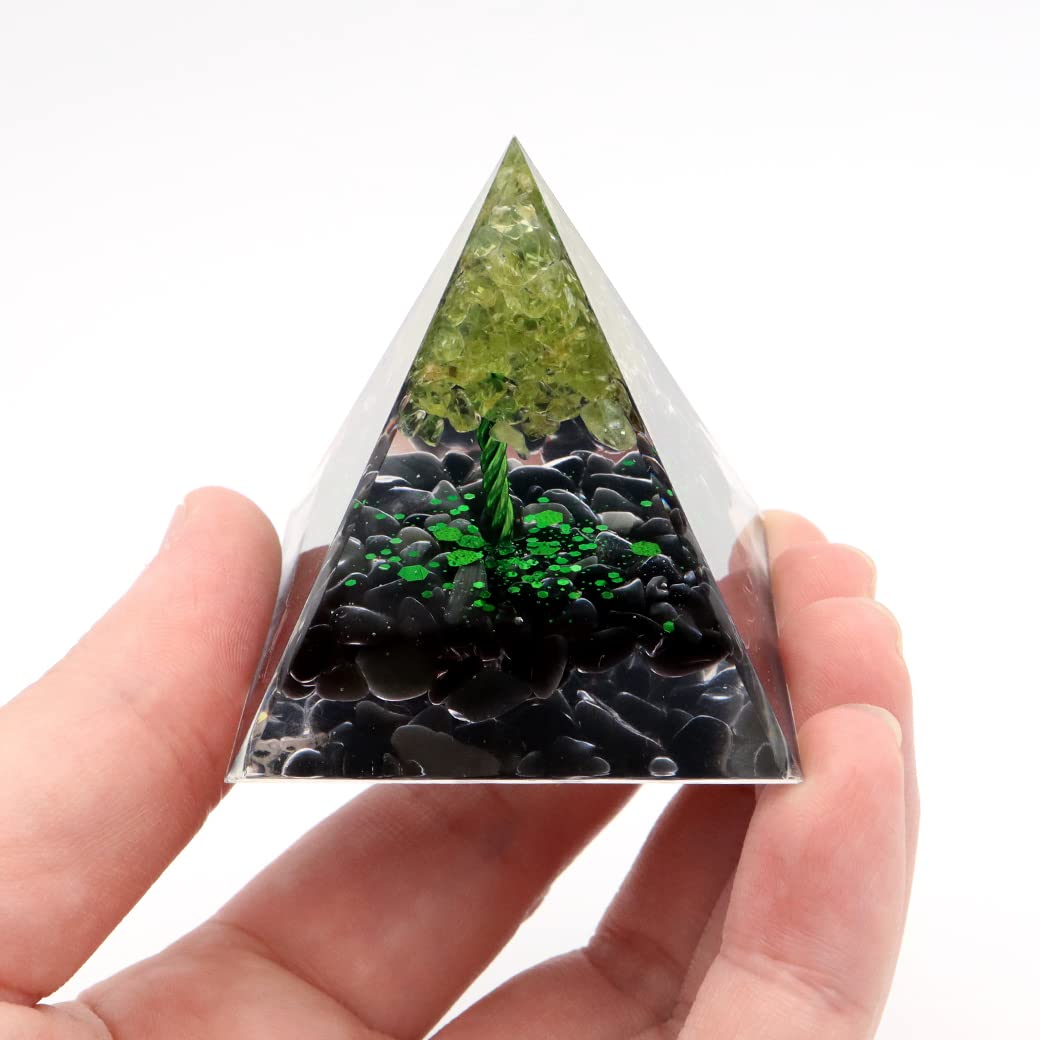 オルゴナイト ピラミッド 幾何学模様 オブシディアン さざれ