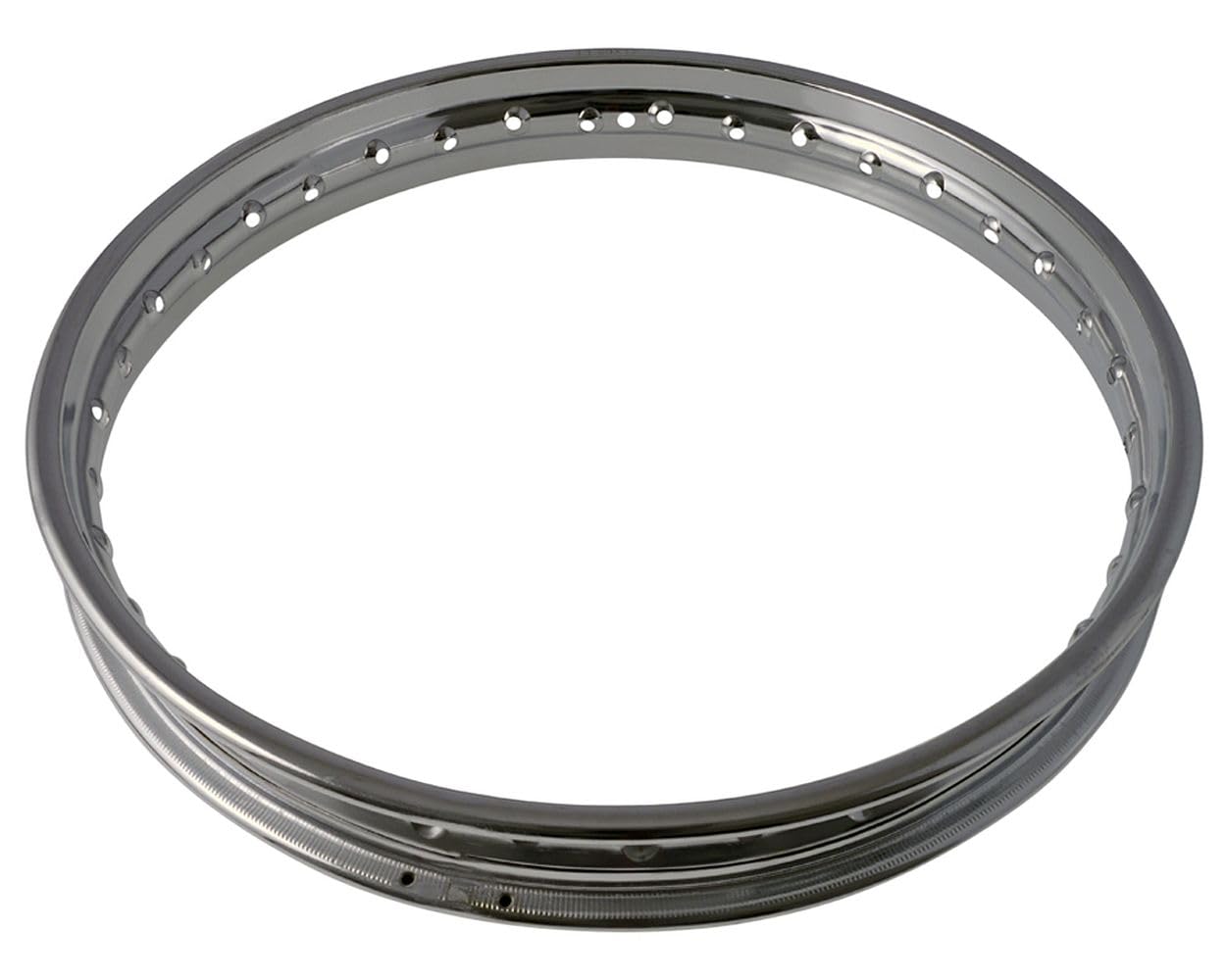 2EXTREME Jante acier 1,60-17 3,00mm chrome compatible avec moto/cyclomoteur | 36 trous de rayons, finition argentée au style rétro classique, cercle pour roue avant ou arrière; compatible avec mobylette