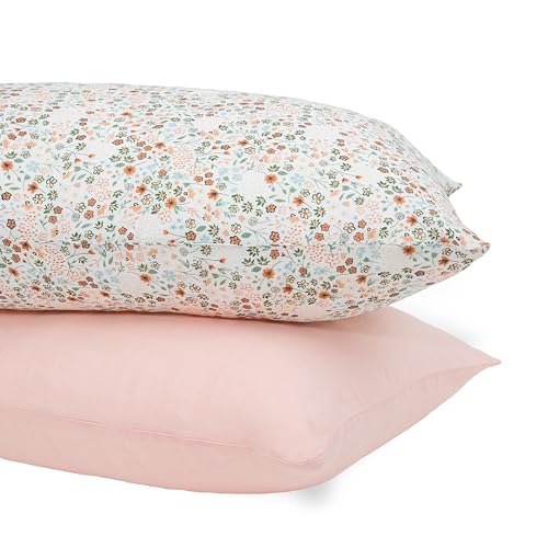 Image of Little Unicorn Standard Pillowcase 2 Pack | Super Soft & Breathable Muslin Fabric | Snug Envelope Closure | for Crib and Toddler Bed (Petal Press 2)