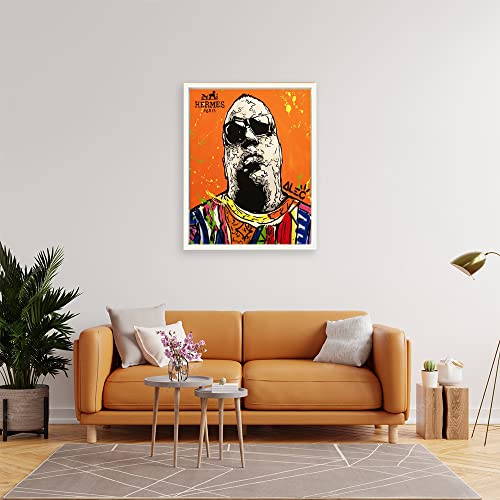 VERRE ART White Floater Framed Canvas - Wall Decor for Living Room, Bedroom, Office, Hotels, Drawing Room (22in X 34in) - Biggy Hermes