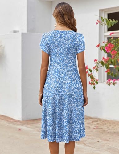 Image of ZEAGOO Womens Casual Dresses for Summer Short Sleeve Flare Midi Dress Loose Flowy Beach Sundress