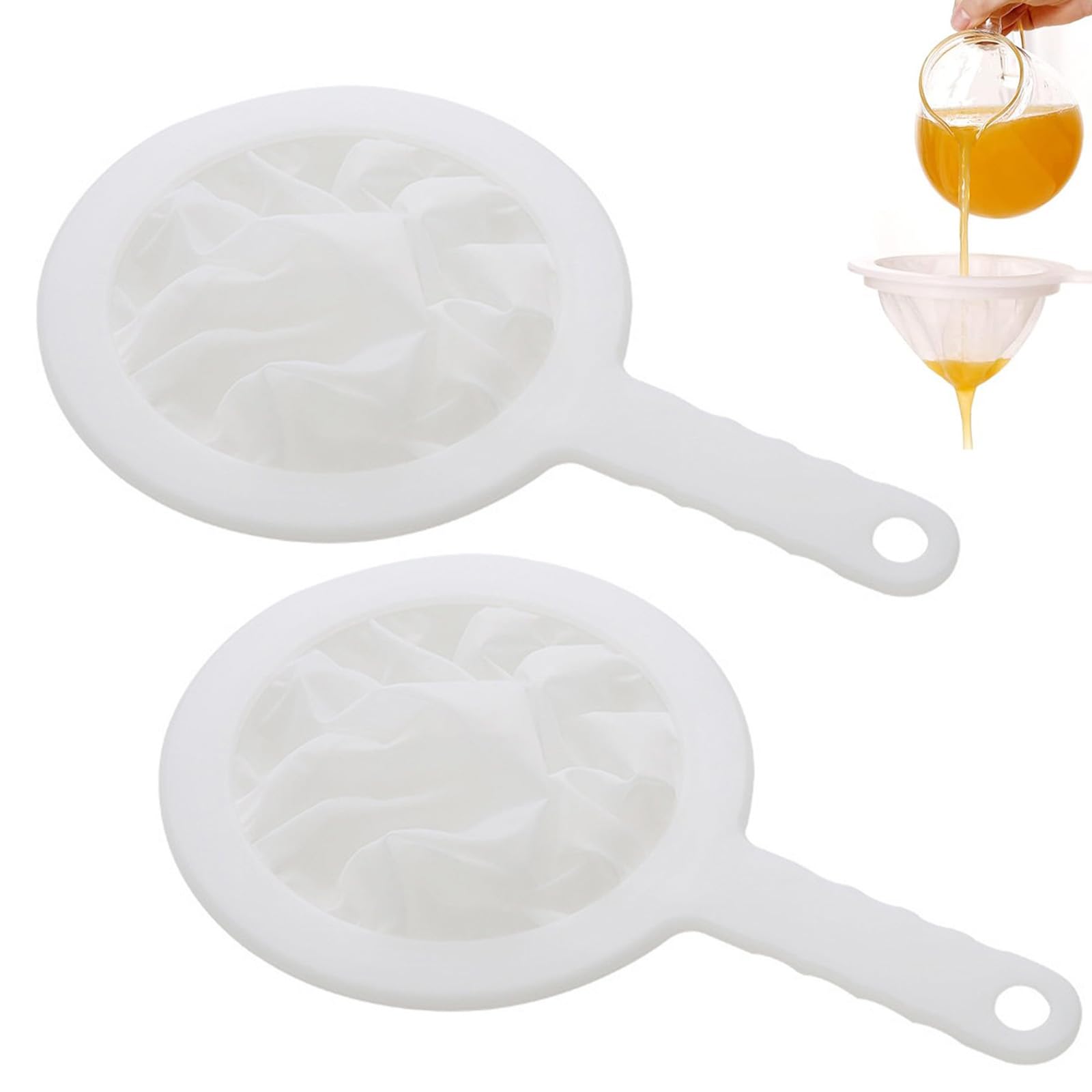 2pcs Food Grade PP Fine Mesh Strainer - 200 Mesh Ultra-Fine Nylon Sieve with Non-Slip Handle for Coffee Jam Fruits Vegetable Straining
