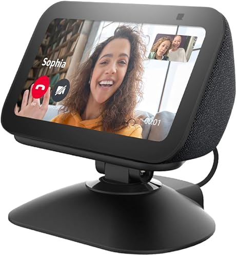 Miniatura 2 de Nuevo soporte de carga ajustable para Echo Show 5 (3 generación), soporte inclinable + giratorio, rotación multiángulo, base magnética