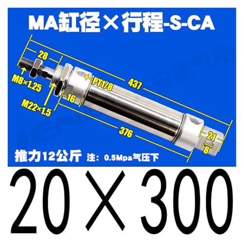 Vérin pneumatique double effet MA20 réglable acier inoxydable CA - 3