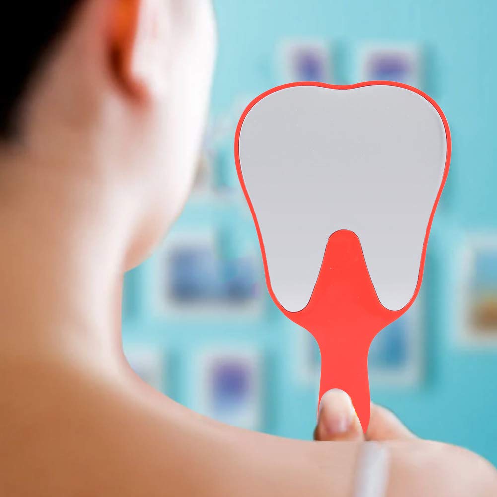 YUYTE Specchietto per le Cure odontoiatriche, Specchietto per le Carino alla moda, 4 colori, Manico in plastica (rosso)