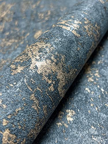 NEWROOM Tapete Blau Vliestapete Beton - Betontapete Industrial Dunkelblau...