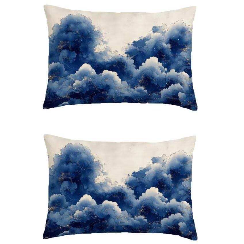 Coussin exterieur impermeable 60x90cm bleu marine anti tache avec housse en lin lot de 2 canape