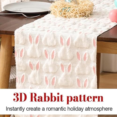 Set de table en peluche lapin de Pâques nappe tissu de printemps pour mariage - 6