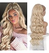 TENGSHUO FLY 24'' Long Body Wave Drawstring Extension Synthetic Clip in Ponytail for Women Heat R...