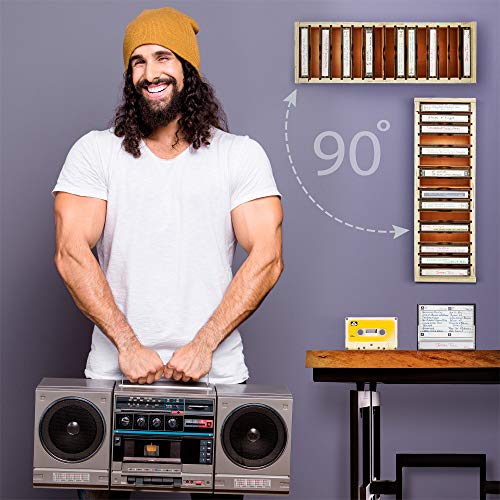 Tunephonik Wooden 16-Slot Cassette Tape Storage Case Organizer Rack | For Cassette Collections Audio Accessory | Easy To Assemble Laser Cut Shelving | Can Be Mounted Horizontally Or Vertically #TOP1