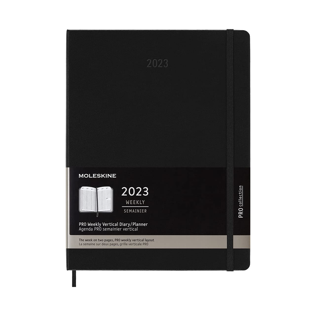 Agenda Settimanale Moleskine 2025 Extra Large - Copertina Rigida, Chiusura Elastica, 19x25 Cm