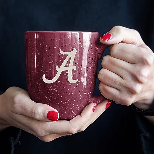Image of Rico Industries NCAA Alabama Crimson Tide Maroon Personalized 16 oz Team Color Laser Engraved Speckled Ceramic Coffee Mug