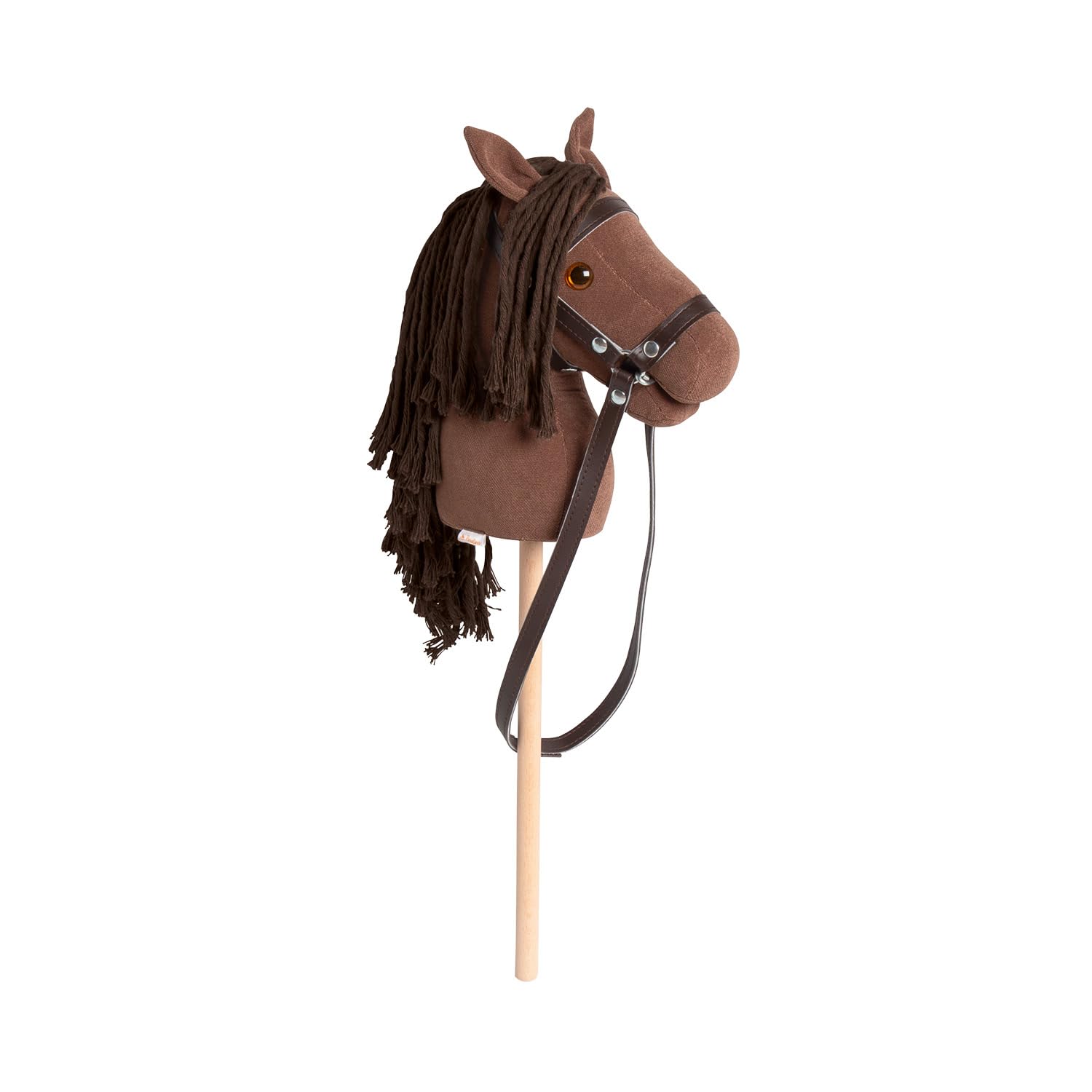 PINOLINO Cavallo a Spina Lucky Marrone, Peluche Cavallo su Bastone di Legno, Cavallo Bastoncino per Bambini dai 3 Anni in su, Giocattolo per Interni ed Esterni, Cavallo da Gioco con Briglia
