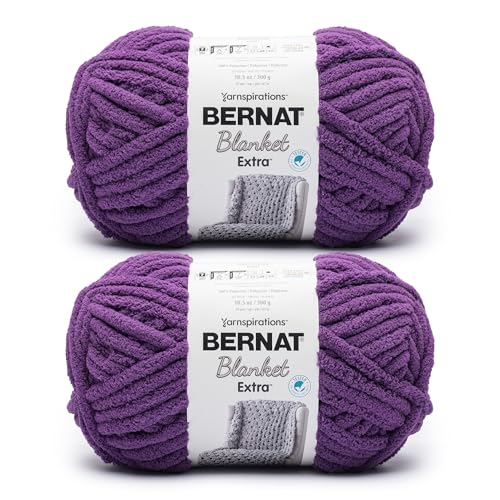 Image of Bernat Blanket Extra - Chunky Yarn for Hand Knitting, Crochet, Crafts & Amigurumi - #7 Jumbo - 21oz /600g - 194 Yards - Pow Purple - (2 Pack)