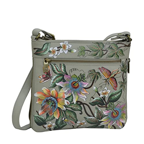 Image of Anuschka Women's Leather Crossbody Bag - Hand-Painted Genuine Leather Handbag with Adjustable Strap for Everyday Use - 550