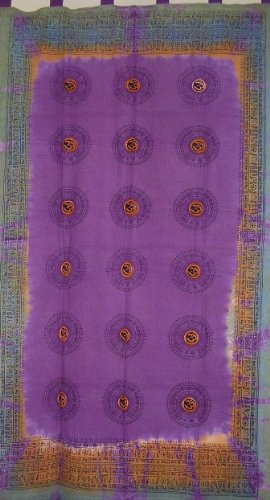 Om Tie Dye Tab Top Curtain-Door Panel-Purple by India Arts
