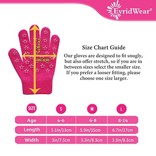 Image of Evridwear Kids Winter Gloves,3 Pairs Knit Warm Stretch Gripper Children Magic Glove for Boys Girls 4-14 Years