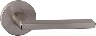 Bravura Hardware 333RC Orlando Lever Privacy Lockset with Modern Round Trim Reversible Adjustable Door Handle Lever for Bedroom/Bathroom, Satin Nickel