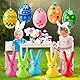 Haooryx Ostern Inflationsdecoration - 10 Stück Inflationskaninchen & Eier, Bunte Aufblasbare Osterhasen und Ostereier, Ideale Dekoration für Garten, Rasen, Balkon, Osterevents, Geburtstage, Partydeko