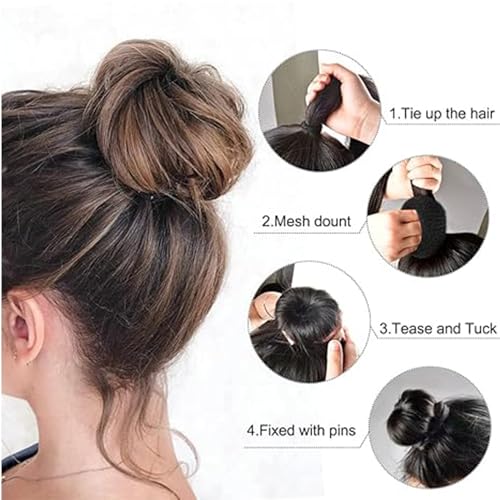 Kit para fazer coque de cabelo – 3 rosquinhas de coque, 2 bandagens francesas, 10 grampos e 10 faixa